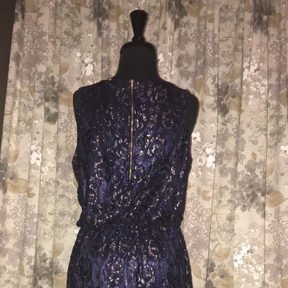 Gorgeous Blu Pepper Midnight Blue & Gold Dress L - Picture 7 of 8